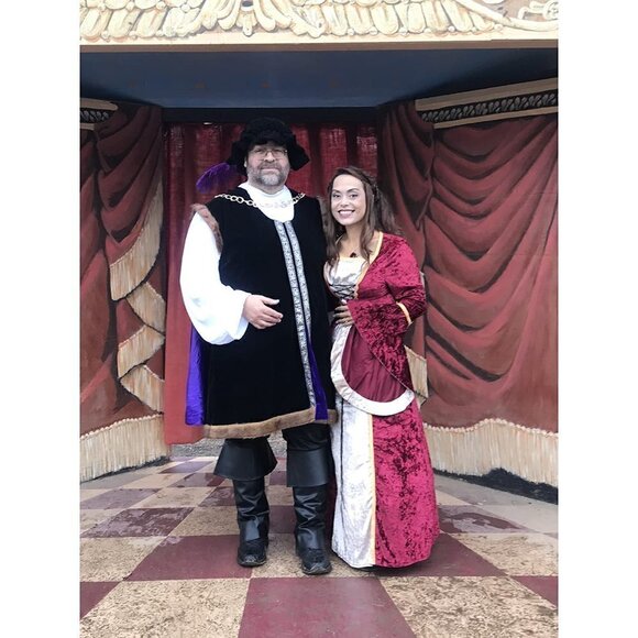 Medieval Victorian Long Dress Red Cosplay Irish Costume Halloween Viking Fun NWT - Picture 8 of 11